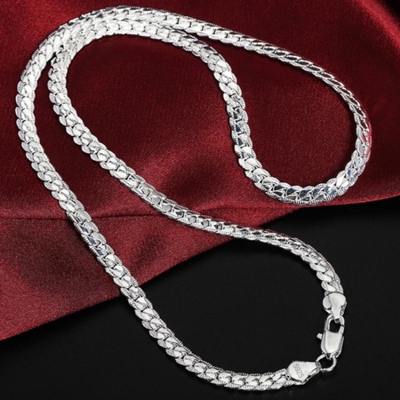 NEW UNISEX S925 STERLING SILVER CHAIN CHOKER 5MM NECKLACE - Picture 4 of 6